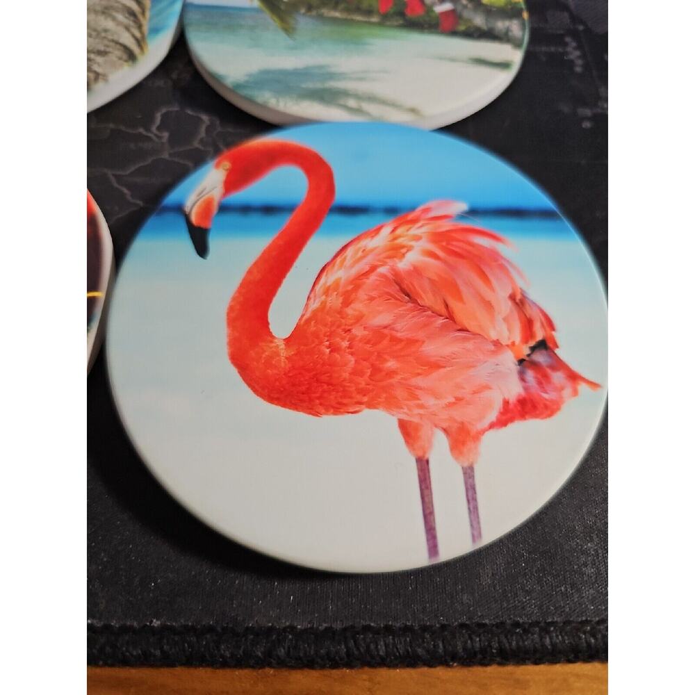 Christmas Absorbent Coasters Box Set of 4 Tropical Coasters - Picture 2 of 5